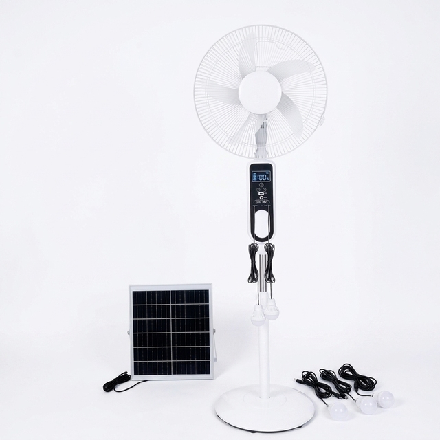 18 Inch 12V Brushless DC Electric Solar Fan Rechargeable Battery Remote Control Oscillating Adjustable Height Pedestal Outdoor