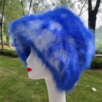 Chapeau bob en fausse fourrure à motifs tie-dye et color block pour femme, doux, chaud, multi-couleurs, motif renard, pour fête, pêche, décontracté, sport