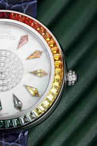 ANSTER-Reloj de acero inoxidable con movimiento de cuarzo para parejas, pulsera con diamantes de moissanita arcoíris, regalo para amantes del Día de San Valentín - Product Image 2