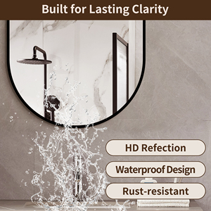 Specchio da Bagno Nero 48x24 Pollici, Montaggio a Parete, Cornice Verticale o Orizzontale, Stile Moderno - Product Image 6