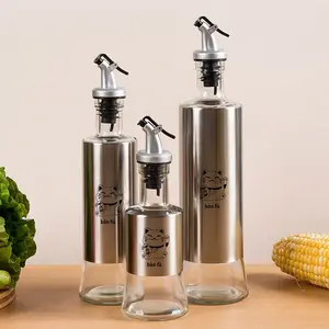 Küchen zubehör Edelstahl Koch quadrat Leerer Olivenöl spender Verpackungs flasche Glas Luxus für die Küche