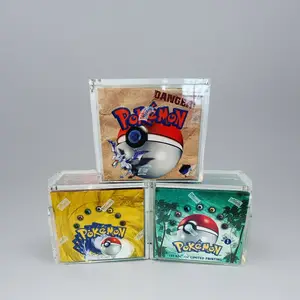 Akrilik pokemoned tcg kökenli booster kutusu özel tasarım manyetik kapak paketleri ile istiflenebilir temizle ekran kutusu durumda