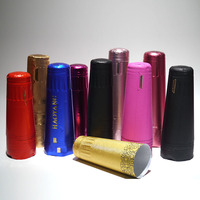 Capsules rétractables en aluminium écologiques avec bouchon verseur pour bouteilles de vin, personnalisables en plusieurs tailles et couleurs, directement de l'usine