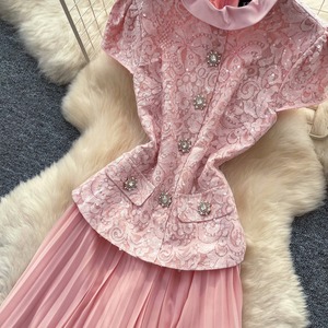 Soldes d'usine : Robe plissée élégante taille haute en dentelle, coupe ajustée, pour femme, style décontracté – Meilleure vente - Product Image 5