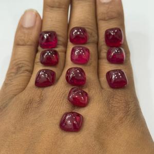 พลอยรูบี้แก้วสีแดงสดสวยงาม ราคาประหยัด แบบคาโบชอง ขายส่ง พลอยรูบี้แก้วแบบเติม ปรับขนาดได้ - Product Image 4