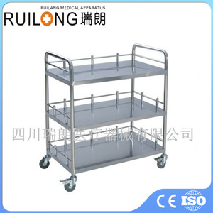 รถเข็นโรงพยาบาลรุยหลาง รุ่น RT-067 แบบสามชั้น เงียบ พร้อมราวจับแบบติดตั้ง สำหรับใช้ทางการแพทย์ - Product Image 3