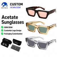 Lunettes de soleil tendance en acétate épais pour hommes, lunettes de soleil carrées polarisées pour femmes, lunettes de soleil rectangulaires pour hommes, style œil de chat