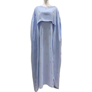 LEDUO Luxury Beaded embellishment Muslim Maxi Dress Long Sleeve Dubai style <b>Cape</b> Abaya - Product Image 2