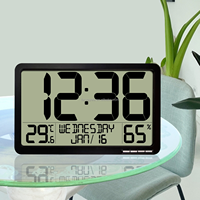 Jam Dinding Elektronik Plastik Layar Digital LED Besar Fungsi Snooze Tampilan Suhu Kuarsa Bertenaga USB Kontemporer