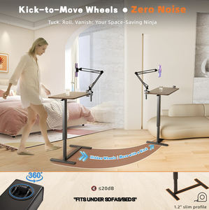 Table de chevet mobile sur roulettes, réglable en hauteur pneumatiquement, avec plateau inclinable, <span class=keywords><strong>bureau</strong></span> mobile pour ordinateur portable, pour lit et canapé - Product Image 5