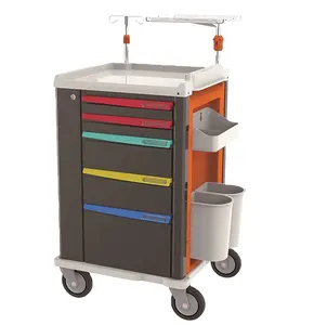 Hospital equipment medical movable first aid cart mobile crash cart abs emergency trolley