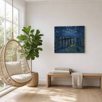 Nuit étoilée au-dessus du Rhône, impression sur toile de Van Gogh, réflexion du fleuve étoilé, galerie impressionniste, décoration d'intérieur enroulée