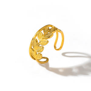 Anillo de Moda Tempusort Al Por Mayor Chapado en Oro de 18K de Acero Inoxidable con Incrustaciones y Engaste de Garra con Diseño Hueco de Estilo Moderno - Product Image 6