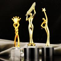 Honneur de cristal Statuette Dorée Danse Ballet Résine Cristal Trophée Concours Prix avec Base de Cristal