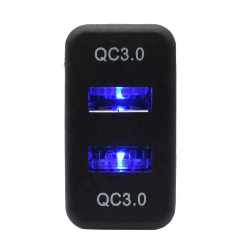 Adaptador de enchufe USB para coche, Cargador rápido Dual QC 3,0, CC de 12 V, 24 V, 2 puertos