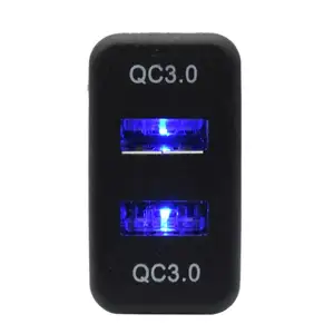Dc 12 V 24 V 2 Port Usb Car Socket Adapter Quick Lading Dual Qc 3.0 Snelle Oplader Voor Auto auto