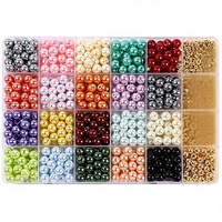 Lot de 750 perles en résine plastique colorées imitation perle à trou droit, 24 compartiments, pour matériaux de perlage DIY et accessoires de bijoux, en coffret