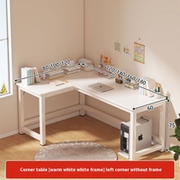 Bureau d'étudiant en forme de L d'angle simple et moderne avec étagère Ordinateur de maison et bureau pour chambre et salon