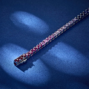 Женский модный медный Теннисный браслет с родиевым покрытием, Радужный циркониевый браслет 8 дюймов - Product Image 2