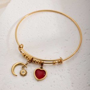 Tùy Chỉnh Có Thể Điều Chỉnh Vàng <span class=keywords><strong>Bangle</strong></span> Vòng Đeo Tay Với Hoán Đổi Cho Nhau Mặt Trăng Mặt Trời Trái Tim Charms Cá Nhân Thép Không Gỉ Trang Sức Cho Phụ Nữ - Product Image 1