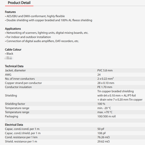كابل ROXTONE DMX022 24AWG DMX بسمك <span class=keywords><strong>2</strong></span> × 0.22 مم متوافق مع AES/EBU و DMX، أسلاك مرنة للغاية - Product Image 4