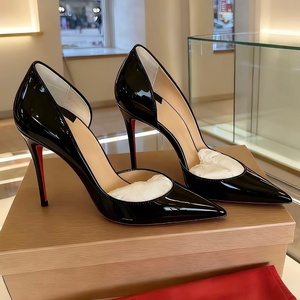 High Quality Luxury Designer T-Strap Pumps <b>Red</b> Bottom Black <b>Women</b> Pointed Toe Stiletto Diamond Detail Dress <b>Shoes</b> Platforms - Product Image 1