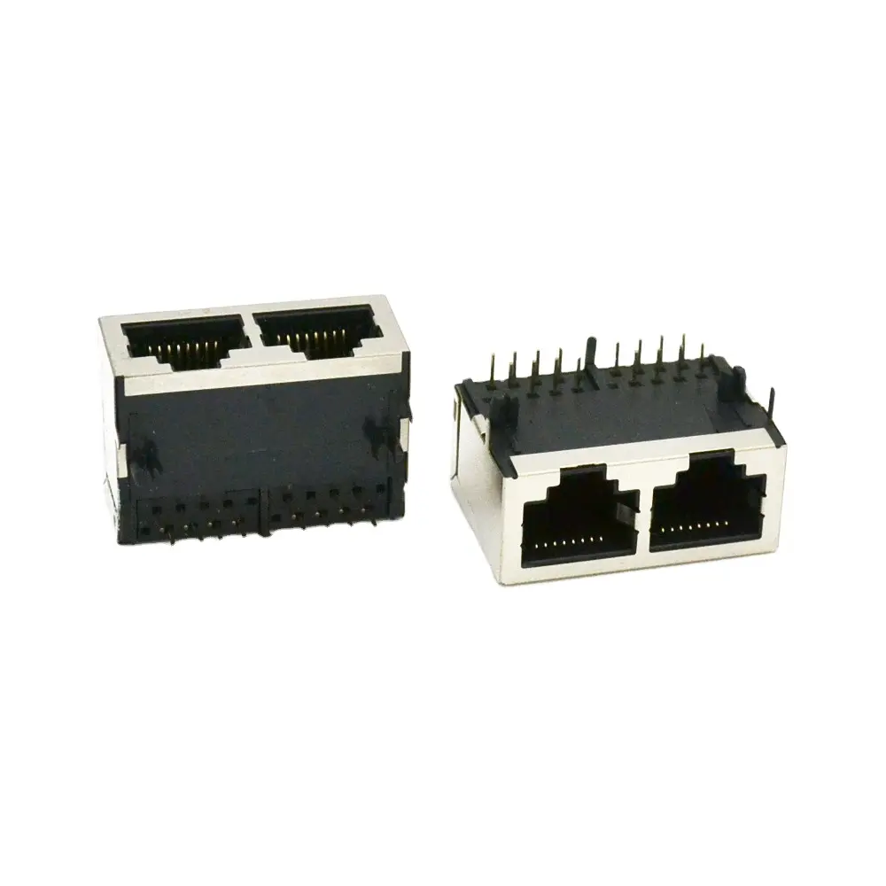 Ethernet Nam để nữ 8P8C 2 cổng PCB RJ45 Modular Jack