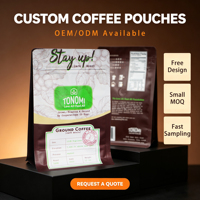 Sacs à café en aluminium à fond plat, imprimés en héliogravure personnalisés, résistants à l'humidité, avec fermeture éclair et dégazage, 250g, 500g, 1kg