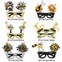 Lunettes de fête du Nouvel An 2027, noires et dorées, en feutre, avec étoiles scintillantes, accessoires de photomaton pour la fête du Nouvel An