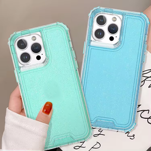 Custodia per telefono glitterata traslucida all'ingrosso 3 in 1 tinta unita per <span class=keywords><strong>iPhone</strong></span> <span class=keywords><strong>13</strong></span> 14 15 plus 16 pro cover per telefono paraurti antiurto - Product Image 3