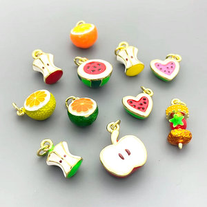 CH-LHP2332 belle émail Fruits <span class=keywords><strong>pendentif</strong></span> plaqué or émail <span class=keywords><strong>pomme</strong></span>/pastèque <span class=keywords><strong>pendentif</strong></span> à breloque mode citron <span class=keywords><strong>pendentif</strong></span> à breloque en gros - Product Image 1
