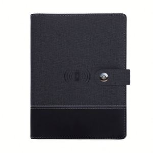 Carnet spirale vintage avec chargeur sans fil, clé USB, batterie externe et lampe, agenda A5, couverture en cuir/tissu, pour le bureau et les affaires - Product Image 2