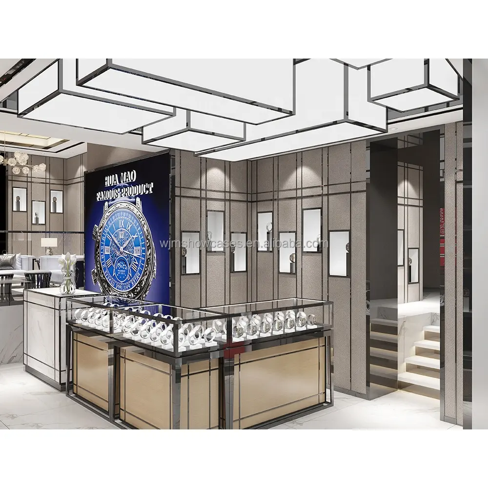 Luxury Watch Stand Display Counter Designs For Watch Store Decoration Watch Shopping Display Furniture