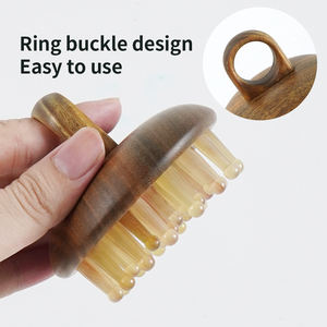 Sandelholz Kamm Breit zahn Meridian Massage gerät Mode Kopfhaut Massage gerät Kamm Haar Mit Griff Holz Haar bürste Mit Logo - Product Image 6