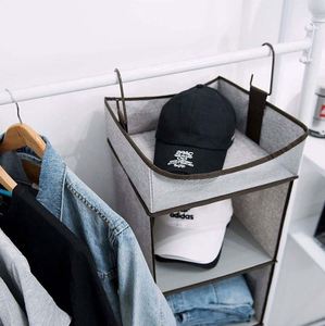 Foldable 3-shelf Storage Containers Closet Household Items Organizer <b>Wardrobe</b> Clothes Hanging Shelves - Product Image 6
