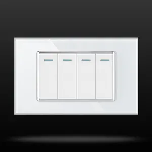 118タイプ強化ガラスホワイト家庭用スリーオープンシングルコントロールダブルオープン電気ランプパネルダブルコントロールベッドサイドボタン