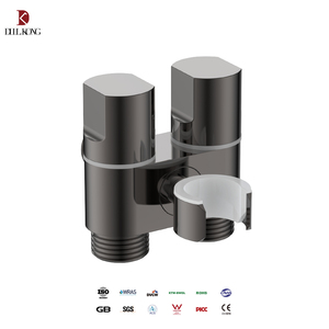 Black 1-In-2-Out Triangle Dual Control Valve Brass Angle Valve for Toilet G1/2 <strong>Bidet</strong> <strong>Sprayer</strong> - Product Image 1