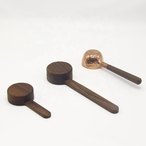 Nibu Cafe Tools, cuchara medidora de cobre de madera de nogal de mano, función Manual de 8g/10g para cuchara cuantitativa para granos de café - Product Image 4