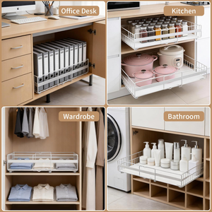 Organisateur de placard multi-usages sans perçage, robuste, coulissant et extensible pour armoires de cuisine - Product Image 5