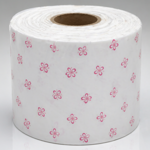 PE HMPA Hot Melt Position Adhesive with Release 180mm G18 R39 <b>Patterned</b> PE Film Roll for Sanitary Hygiene Product Manufacturing - Product Image 1