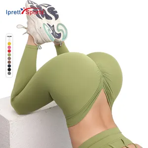 Reine Farbe Sexy V Rücken Taille Yoga Hose Großhandel Scrunch Butt Übung Fitness Leggings Damen Aktive Strumpfhose