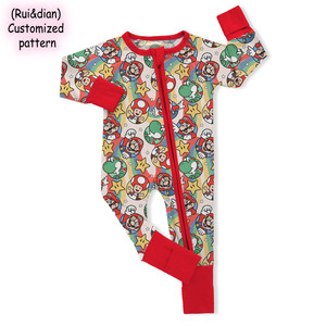 Ruidian per bambini 220/230 GSM pigiama di bambù all'ingrosso stampa doppia cerniera pagliaccetto piccolo pigiama Set pigiama - Product Image 4