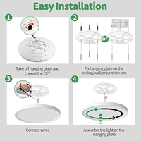 Lámpara de Techo LED Regulable de 24W/36W, Redonda, Decoración del Hogar, Ahorro de Energía, 3CCT, Sin Parpadeo, Panel Plano Redondo