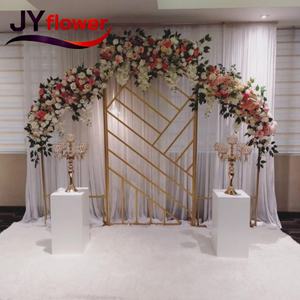 JY ขาตั้ง<span class=keywords><strong>ซุ้ม</strong></span>แต่งงานสีทองหรูหราฉากหลังทำจากสแตนเลสสำหรับงานวันเกิดของตกแต่งงานปาร์ตี้<span class=keywords><strong>เหล็ก</strong></span>ในงานแต่งงาน - Product Image 1