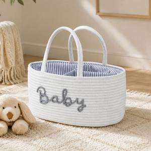 Organizador de Pañales para Bebé con Nombre Personalizado, Cesta de Almacenamiento de Cuerda de Algodón para Guardería, Regalo para Recién Nacido, Inserto Extraíble - Product Image 2