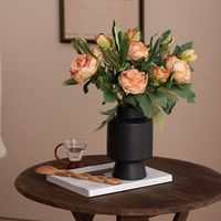 Fleur artificielle en soie pivoine à deux têtes, longue tige, aspect réaliste, faite à la main, pour décoration intérieure et photographie, Fête du Poisson d'avril
