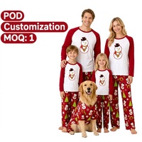Ensemble de pyjamas personnalisés pour la famille et le chien, assortis pour Noël, avec photo de bonhomme de neige, manches raglan, vêtements de détente pour les fêtes, livraison directe, MOQ 1