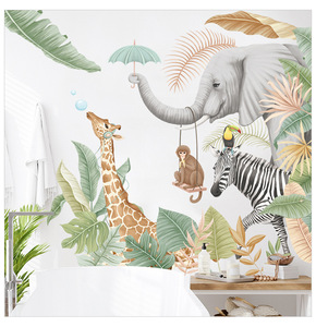 Adesivi Murali Animali Safari <span class=keywords><strong>per</strong></span> Cameretta Bambini, Elefante Giraffa Zebra in Vinile Acquerello Rimovibile Impermeabile Decorazione Asilo Nido - Product Image 6