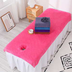 ผ้าคลุมเตียงนวดจินอาว 90x190 ซม. ผ้าขนหนูทำความสะอาดผิวหน้าสีชมพูหนานุ่มสำหรับร้านเสริมสวย - Product Image 1
