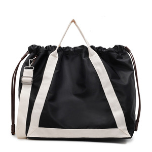 Sac à bandoulière vintage marron avec cordon de serrage et sangle blanche, en tissu légèrement résistant à l'eau, pour homme et femme, idéal pour le yoga, la natation et les trajets quotidiens - Product Image 2